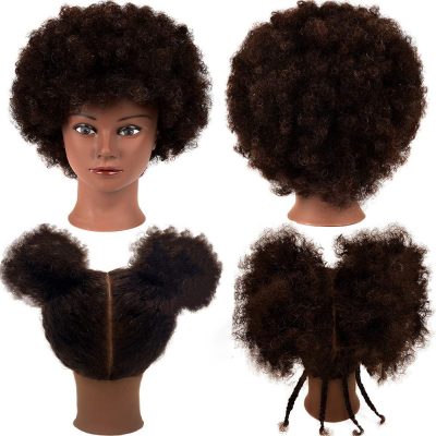 100% human hair training head kinky curly mannequin head