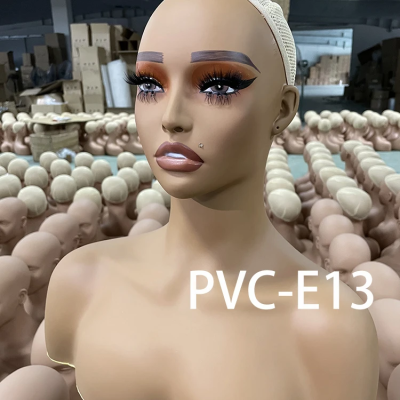Realistic Female Shoulder-neck Mannequin Head with Custom Makeup - 02