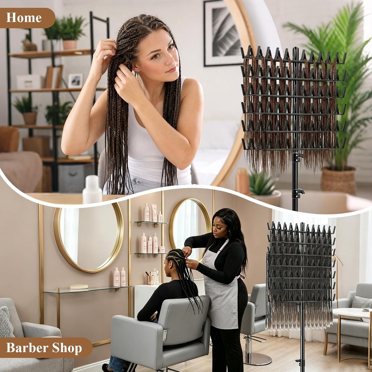 Braiding Hair Rack, 144 Pegs Double-Sided Black – product detail close-up