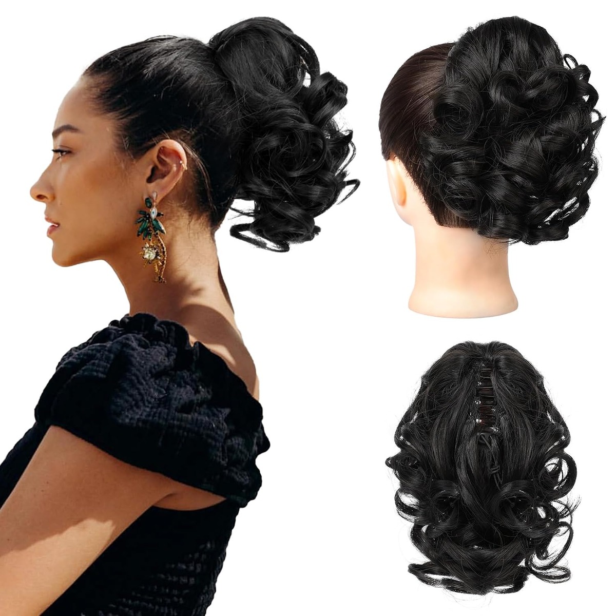 Claw Clip Ponytail Extension, 9 Inch Short Curly – in use / lifestyle view
