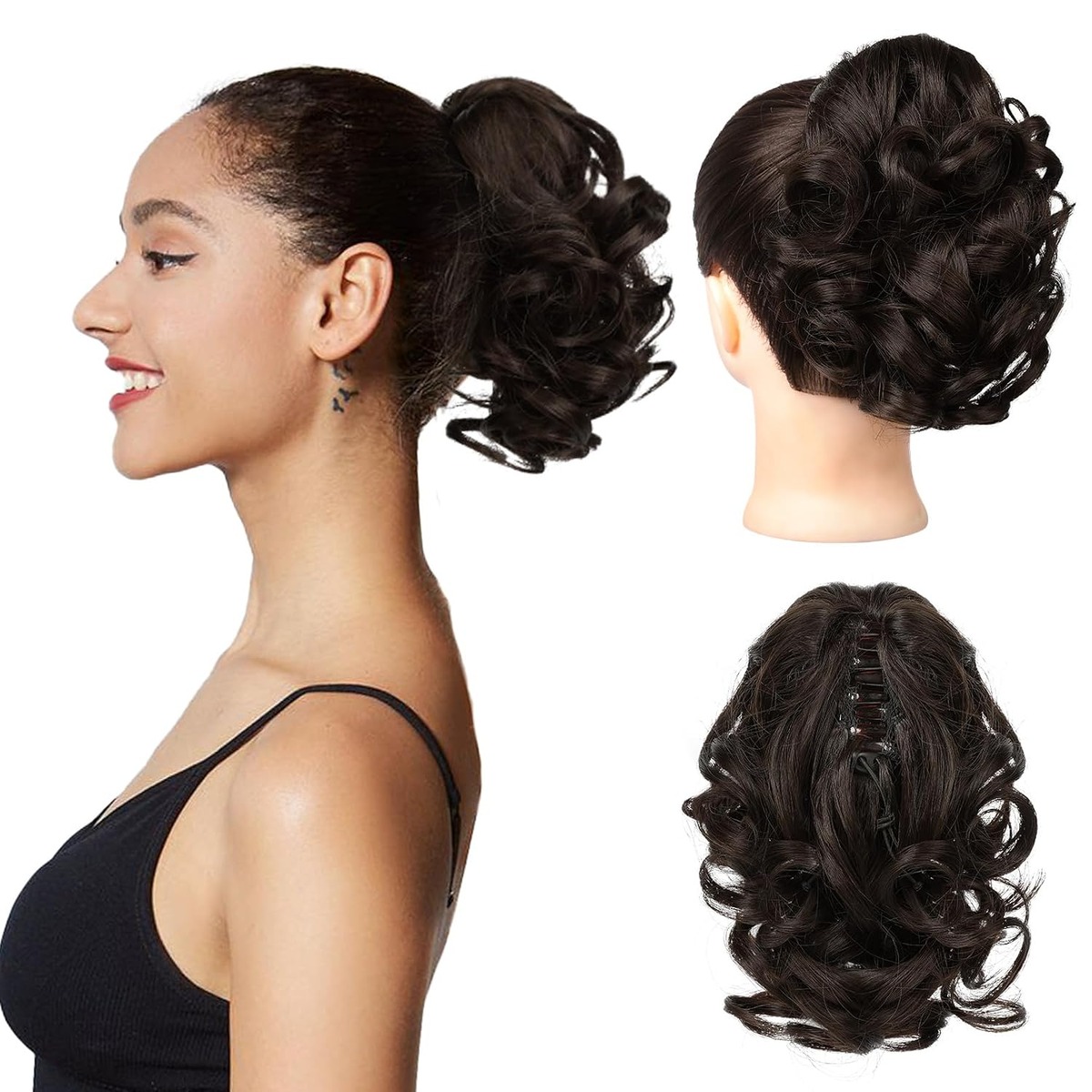 Claw Clip Ponytail Extension, 9 Inch Short Curly – additional product view