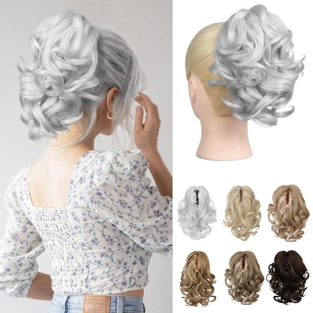 Claw Clip Ponytail Extension, 9 Inch Short Curly – view 8