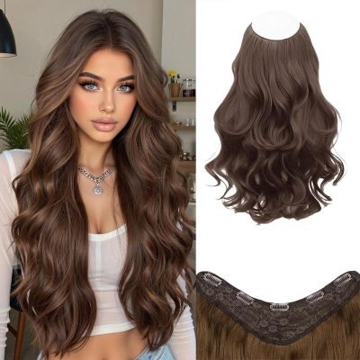 One Piece Clip In Hair Extension, 24 Inch Wavy – wholesale from RWAVY factory