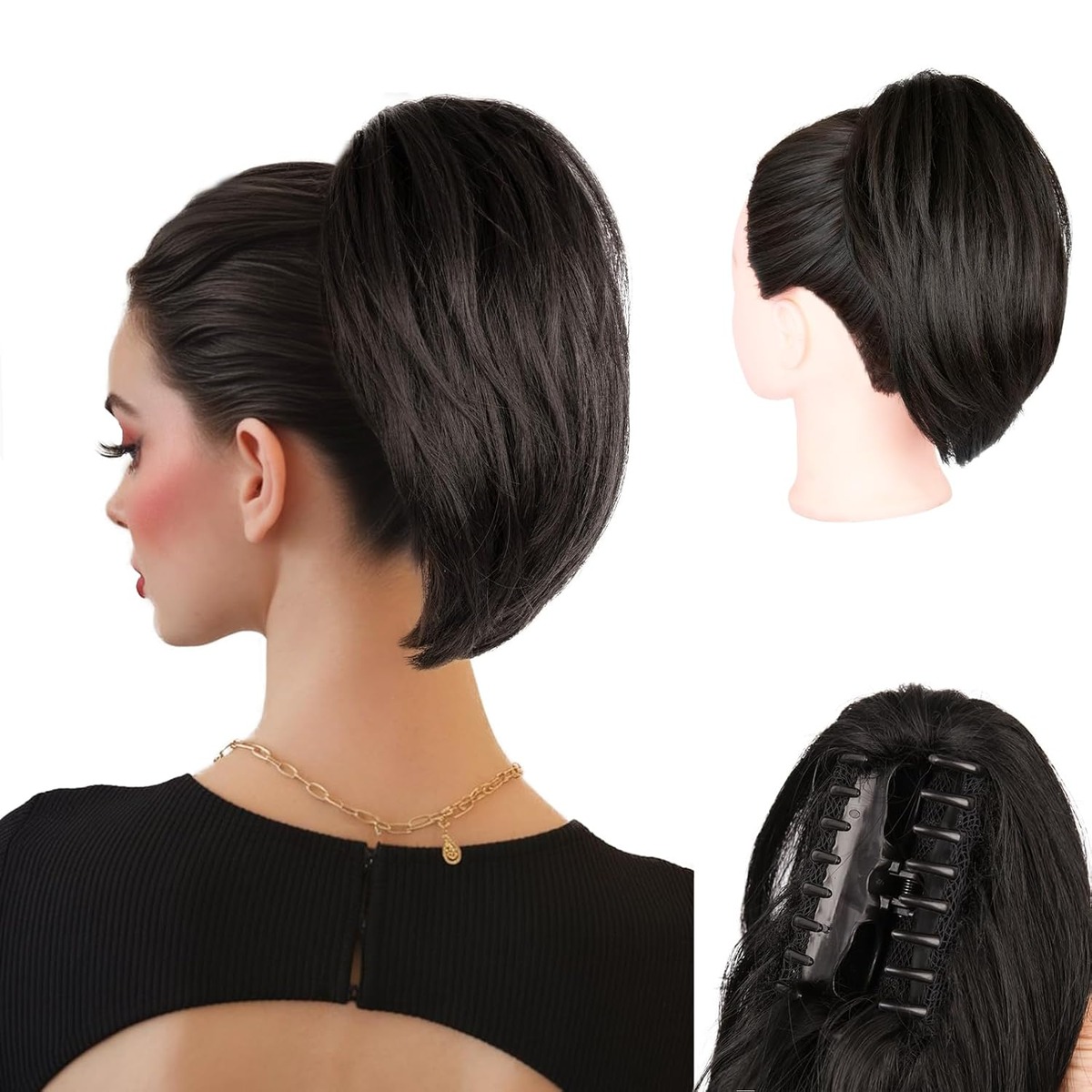 Clip On Ponytail Extension, 10 Inch Short – additional product view