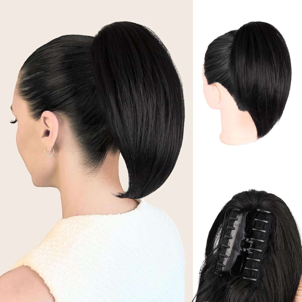 Clip On Ponytail Extension, 10 Inch Short – in use / lifestyle view