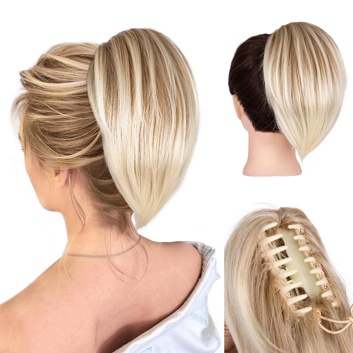 Clip On Ponytail Extension, 10 Inch Short – view 6