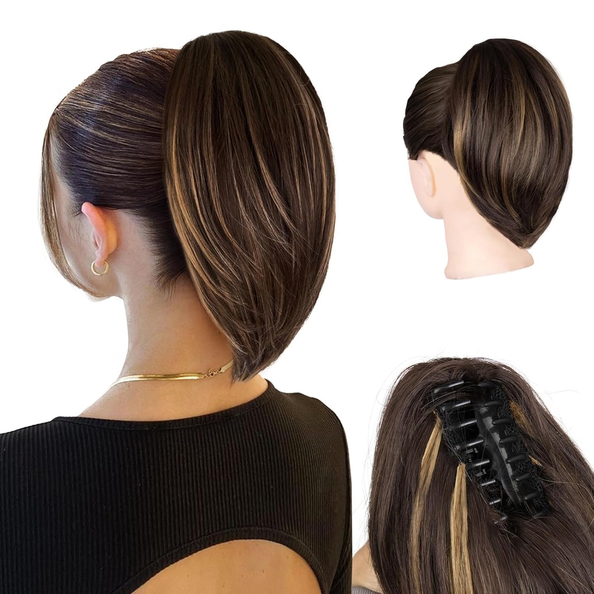 Clip On Ponytail Extension, 10 Inch Short – view 4