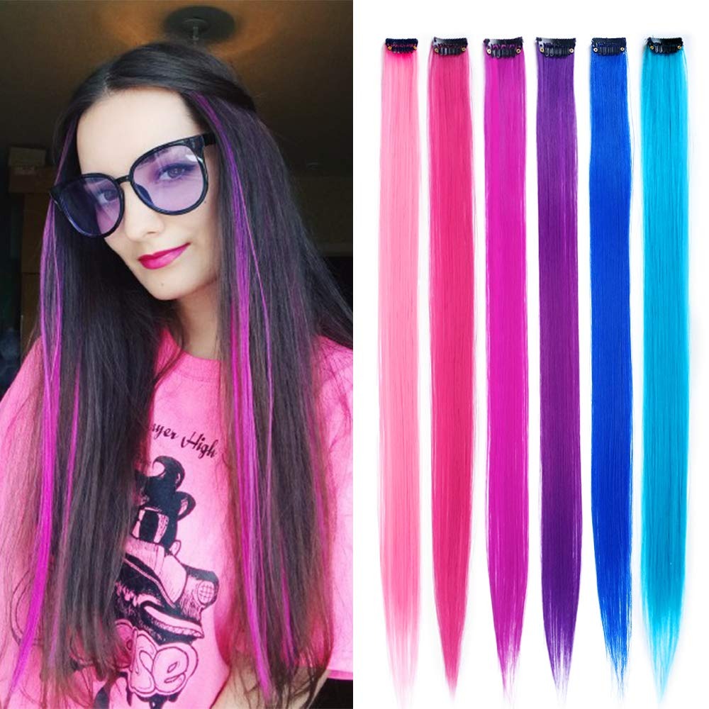 Colored Hair Extensions, 20 Inch Straight Clip In – view 4