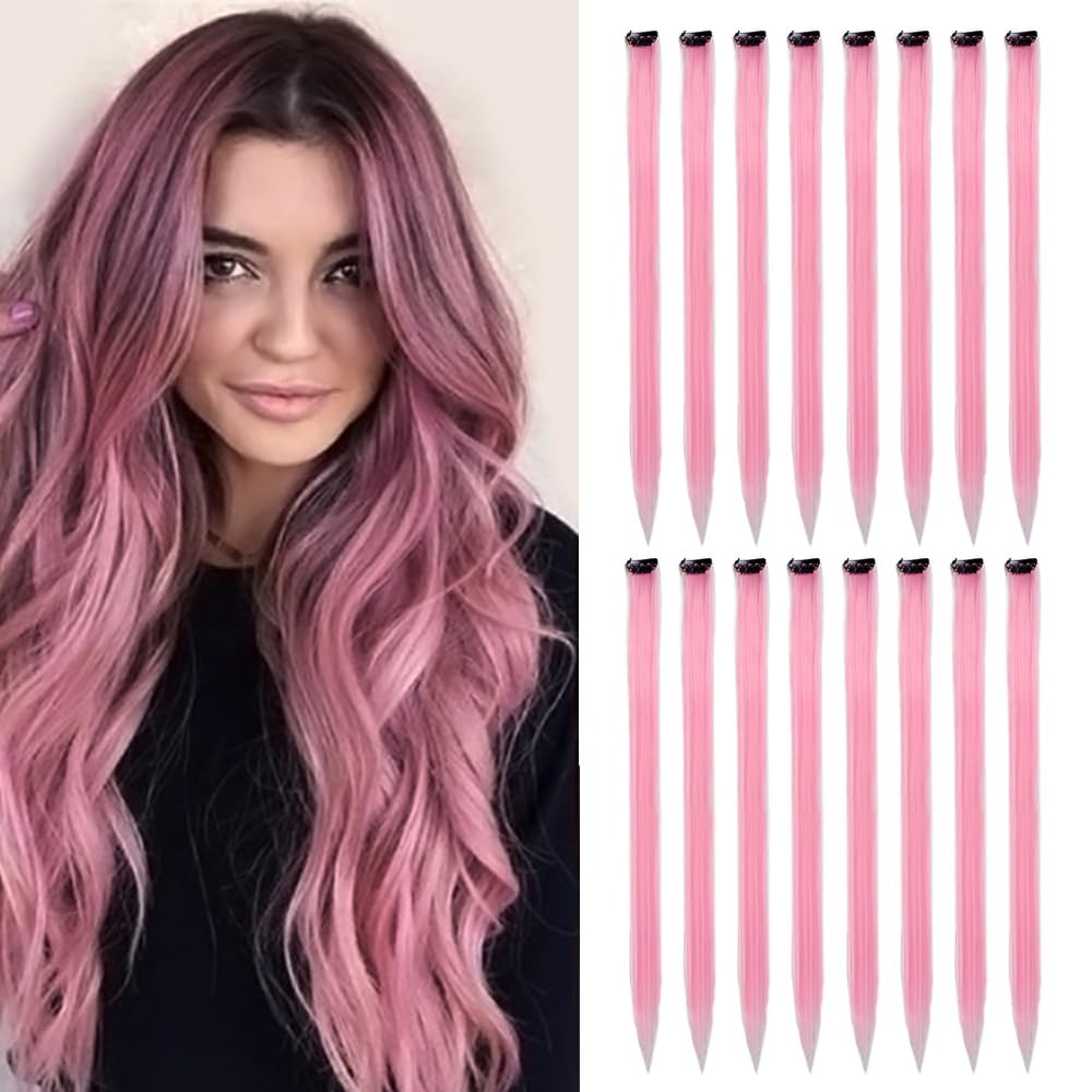 Colored Hair Extensions, 20 Inch Straight Clip In – view 7