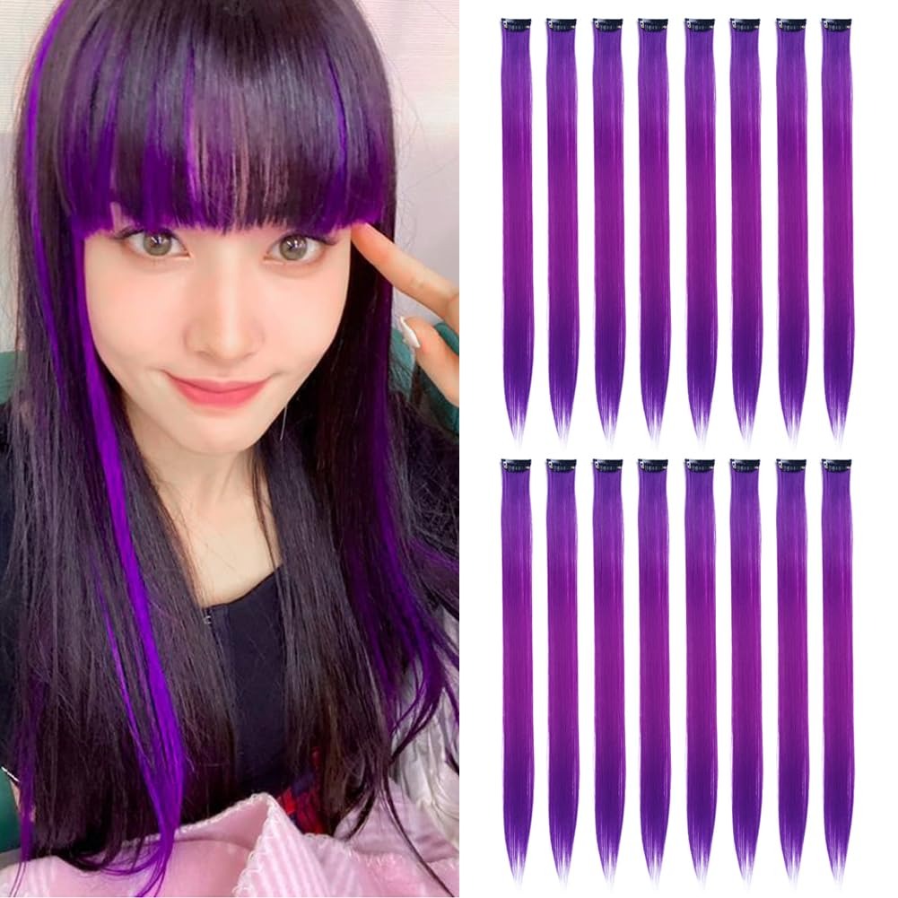 Colored Hair Extensions, 20 Inch Straight Clip In – view 6