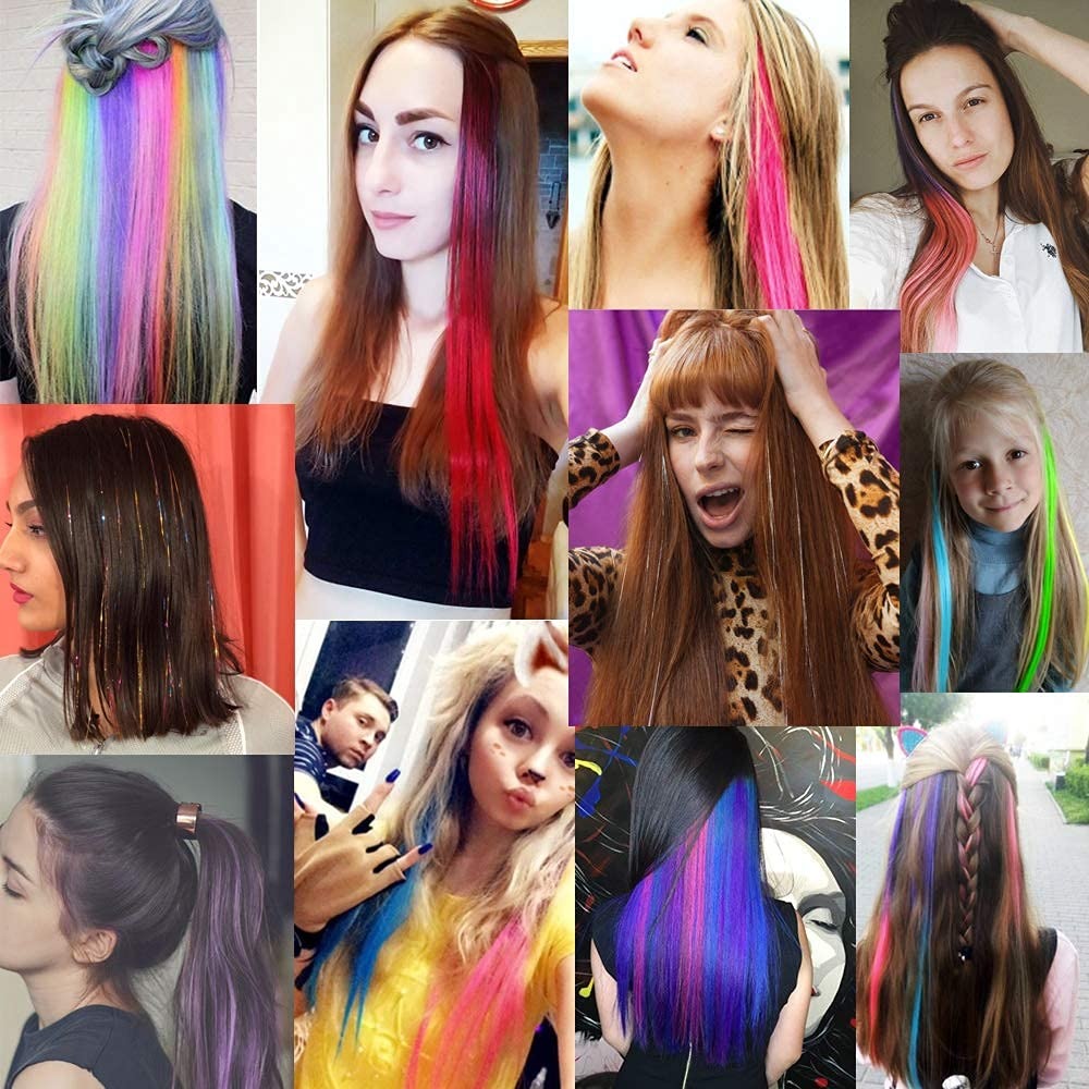 Colored Hair Extensions, 20 Inch Straight Clip In – additional product view