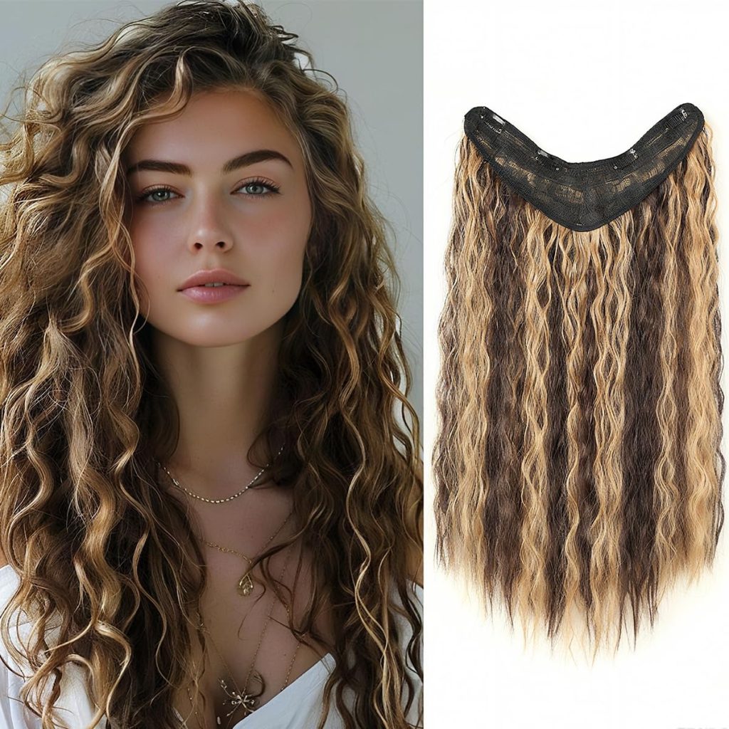 Curly One Piece Clip In Hair Extensions, 20 Inch – wholesale from RWAVY factory