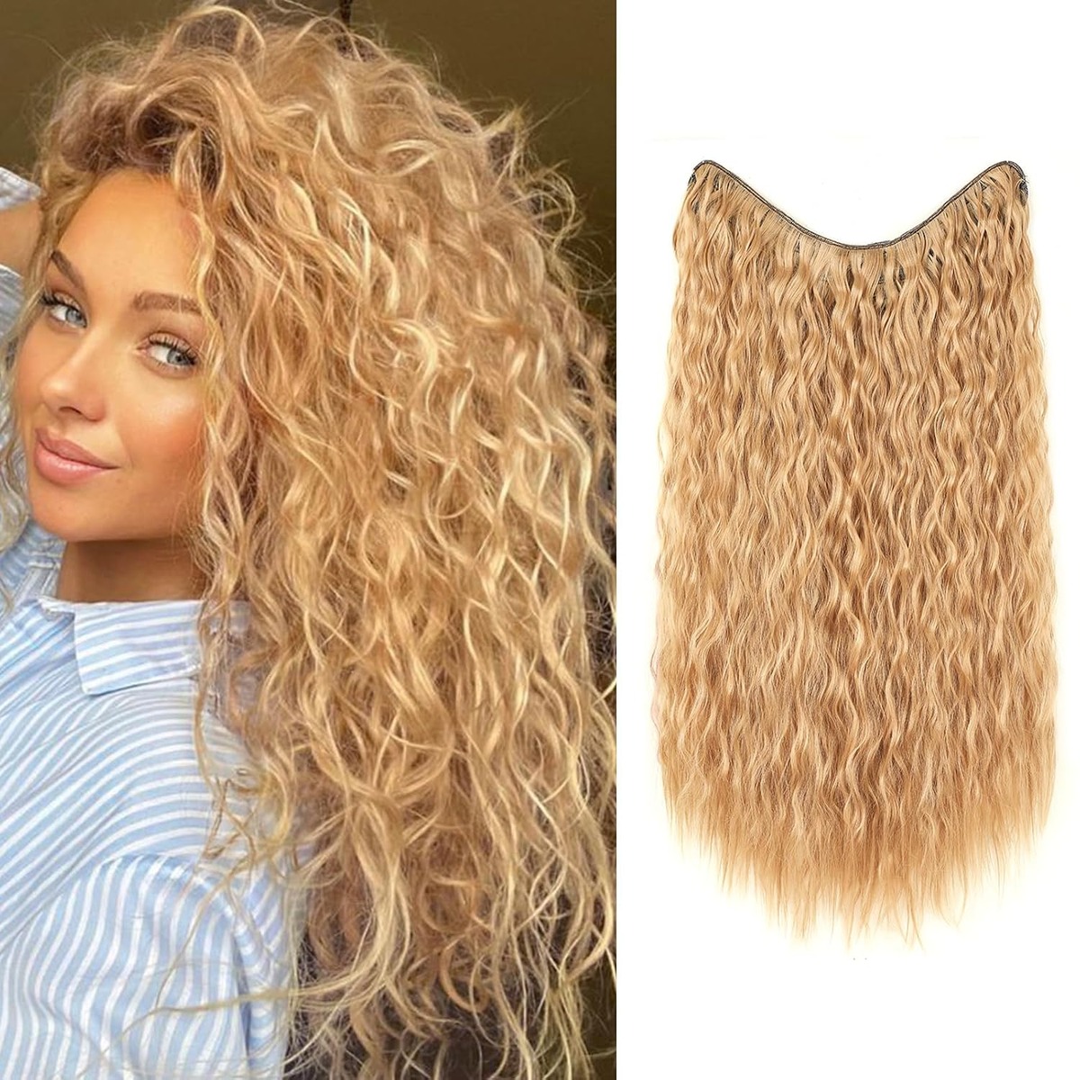 Curly One Piece Clip In Hair Extensions, 20 Inch – view 8