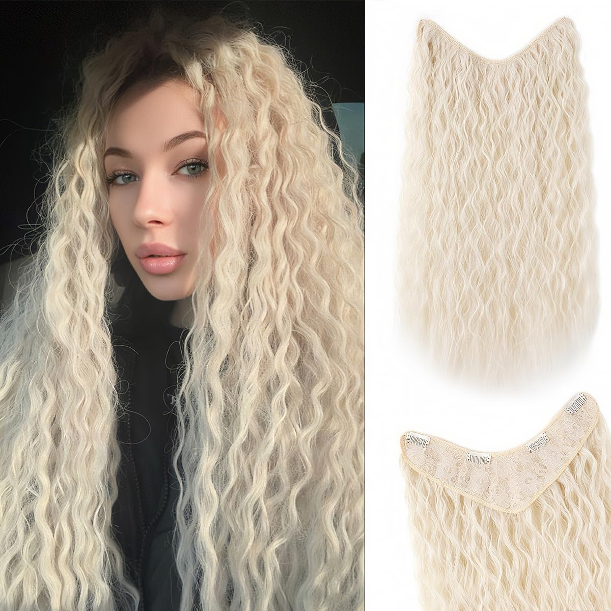 Curly One Piece Clip In Hair Extensions, 20 Inch – view 4