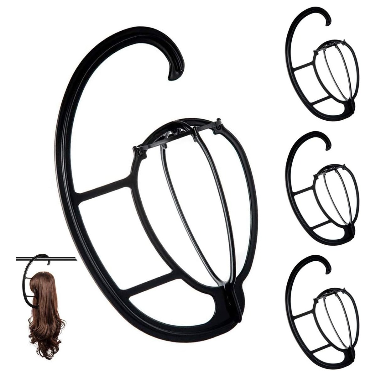 Hanging Wig Stand for Air Drying, Space Saving, 4 Sets – wholesale from RWAVY factory