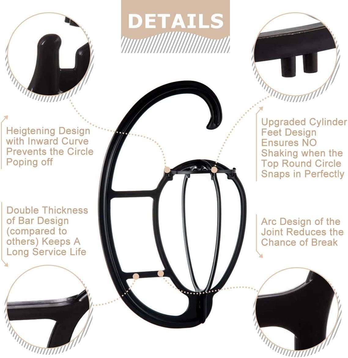 Hanging Wig Stand for Air Drying, Space Saving, 4 Sets – product detail close-up