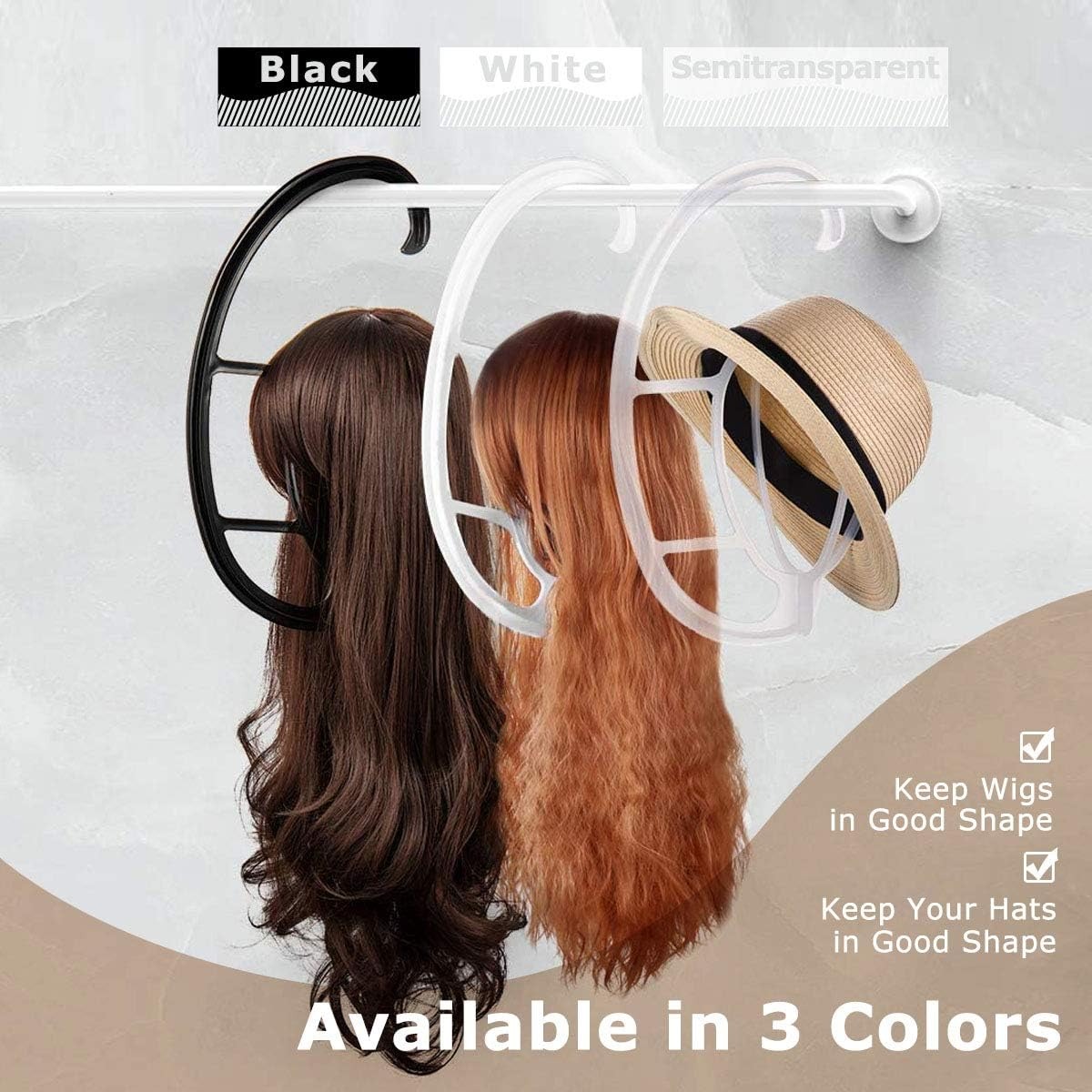 Hanging Wig Stand for Air Drying, Space Saving, 4 Sets – view 4