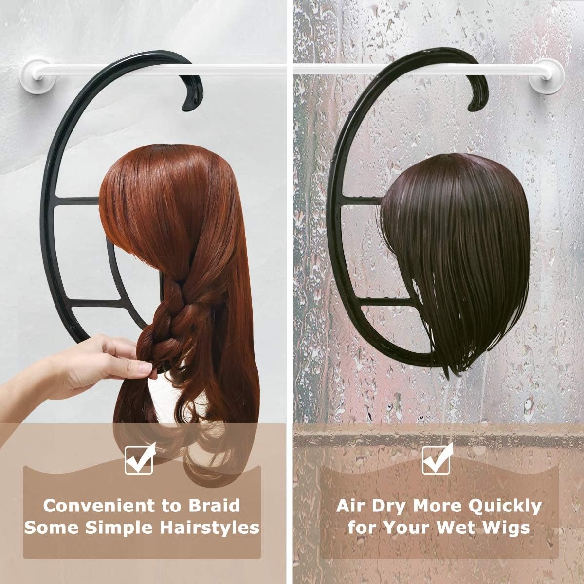 Hanging Wig Stand for Air Drying, Space Saving, 4 Sets – additional product view