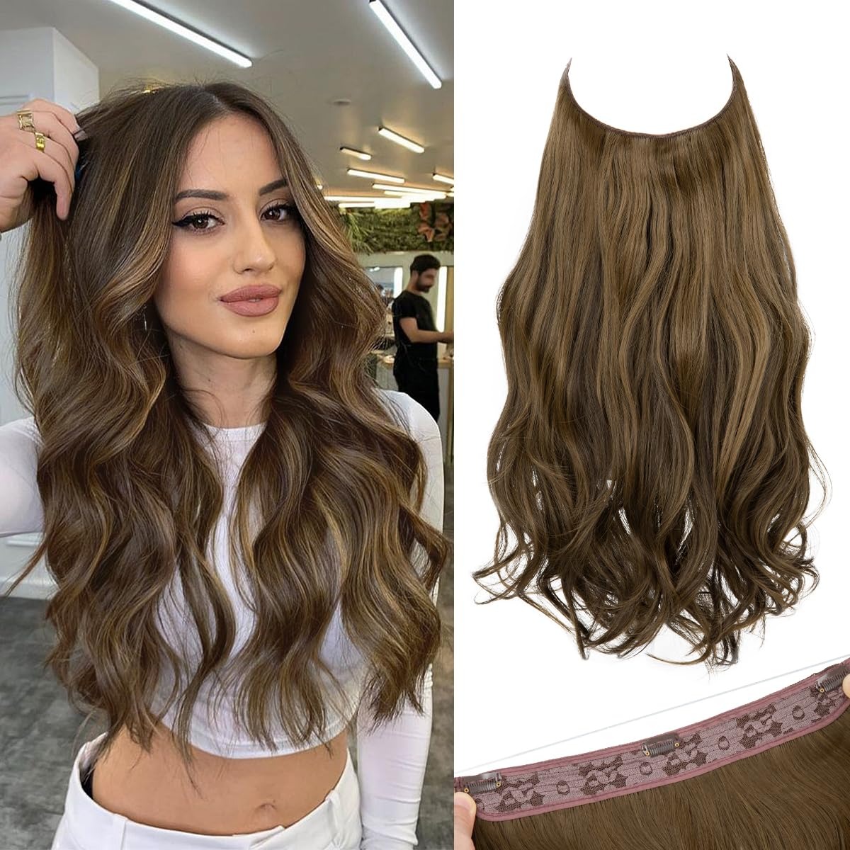 Invisible Wire Hair Extensions 3 Clips, Multi-Color – in use / lifestyle view