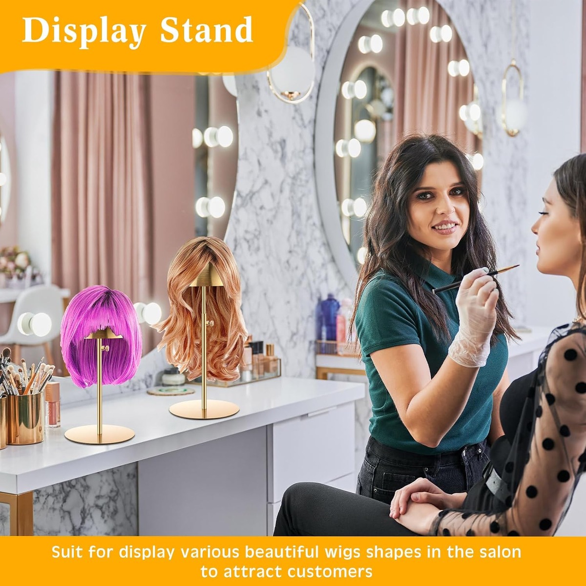 Metal Hat Stand, 4 Pcs Gold Adjustable for Wigs & Hats – product detail close-up