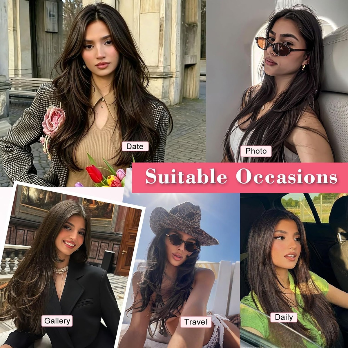 One-Piece Clip In Hair Extensions, 22 Inch Layered – in use / lifestyle view