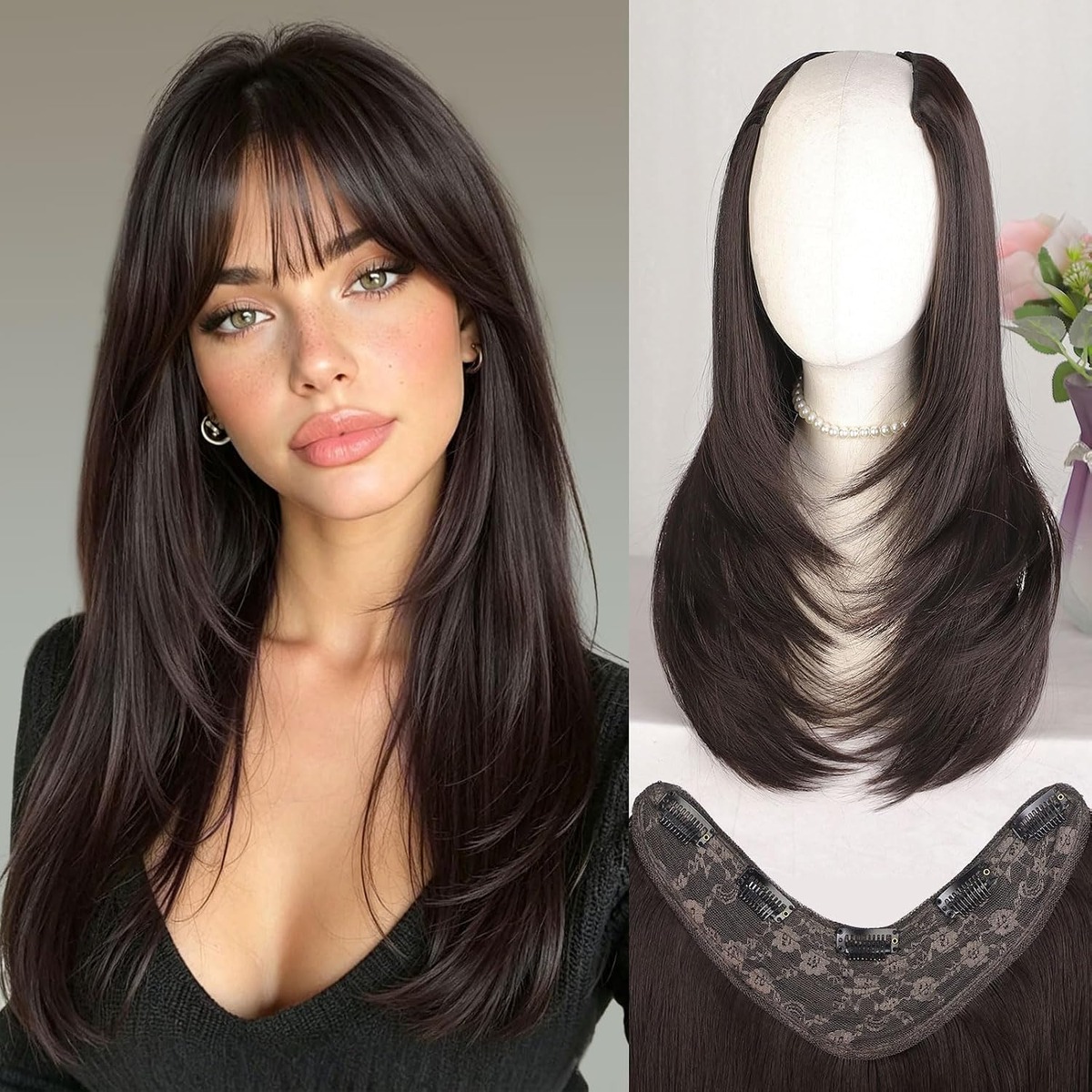 One-Piece Clip In Hair Extensions, 22 Inch Layered – view 4