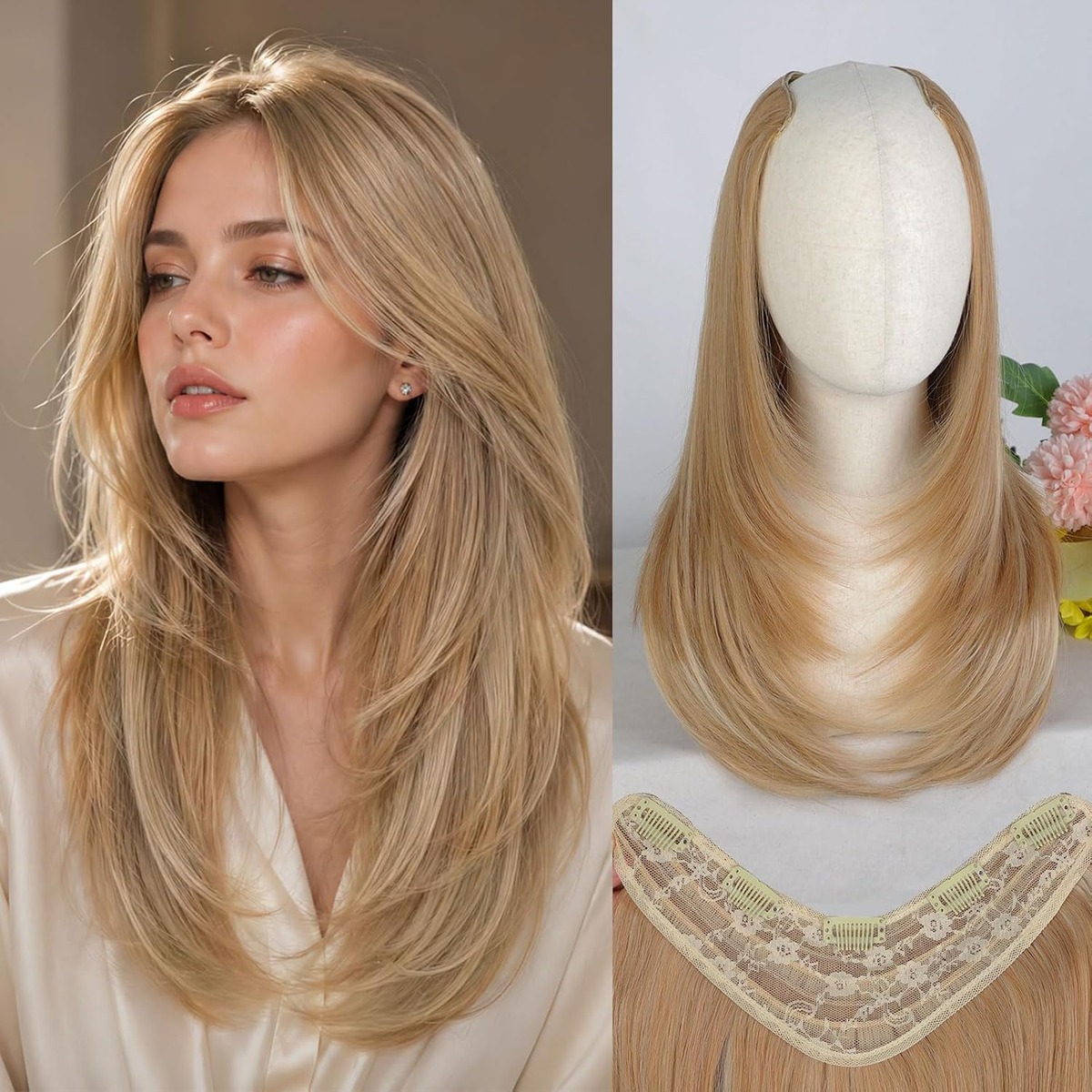 One-Piece Clip In Hair Extensions, 22 Inch Layered – view 9