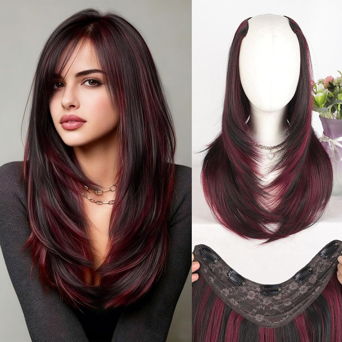 One-Piece Clip In Hair Extensions, 22 Inch Layered – view 5