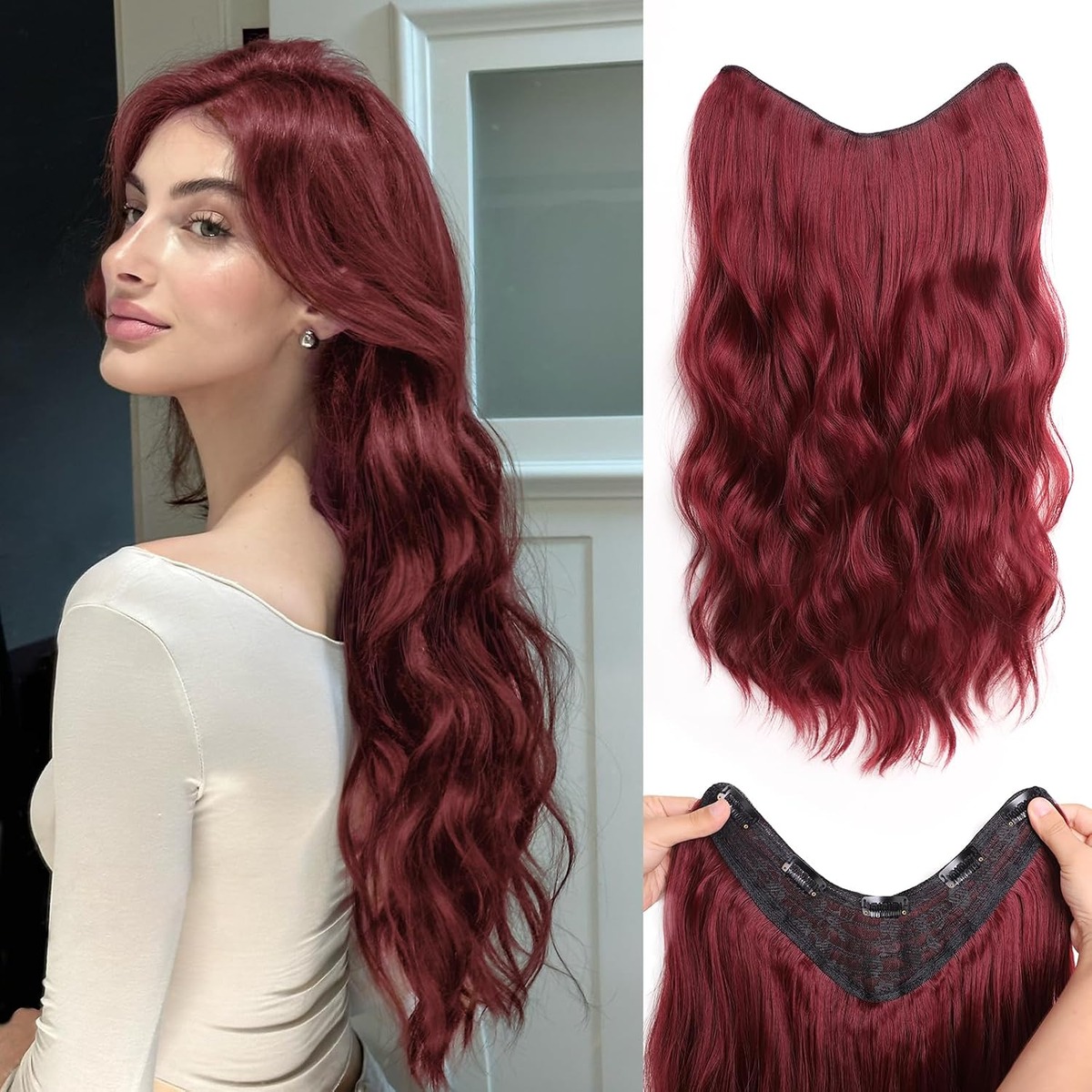 One Piece Clip In Hair Extensions, 24 Inch Synthetic – view 4