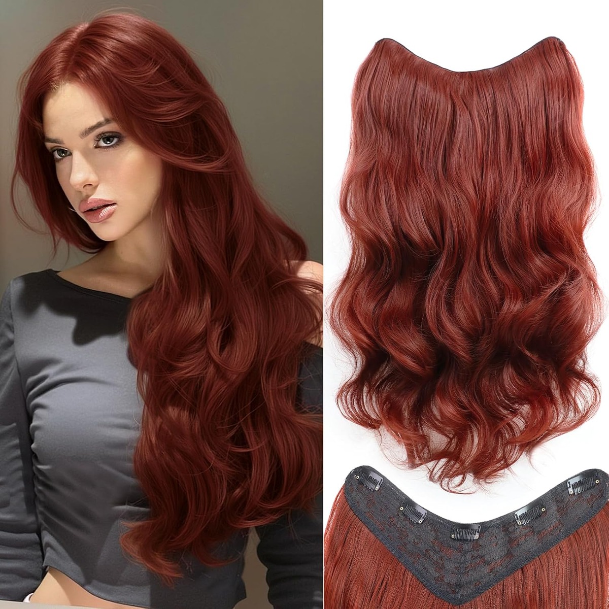 One Piece Clip In Hair Extensions, 24 Inch Synthetic – additional product view