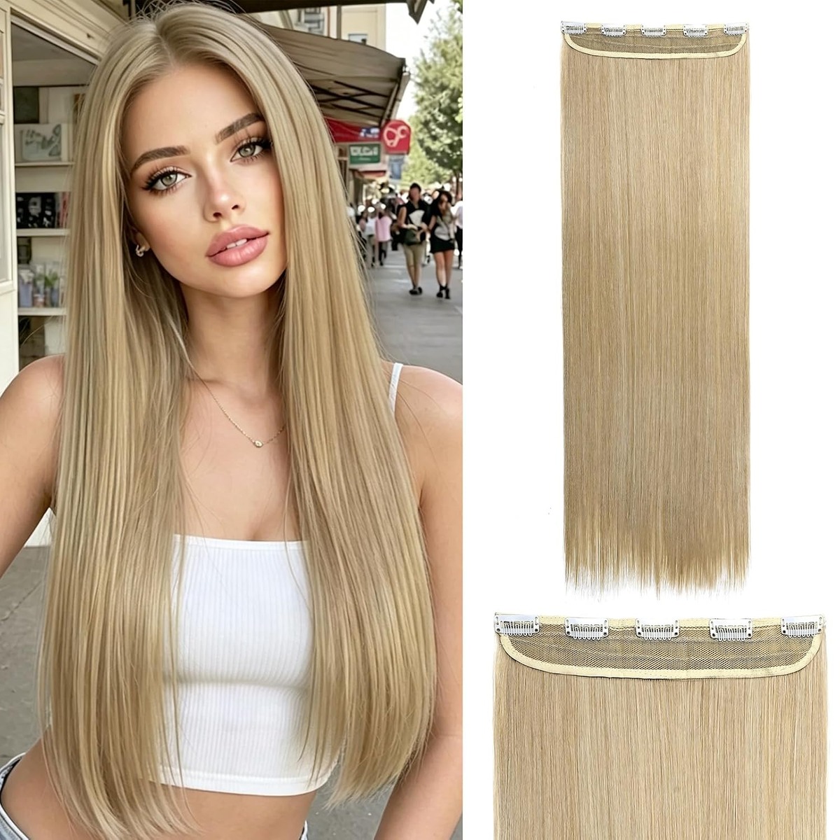 30 Inch One Piece Clip In Hair Extensions, Straight – view 4