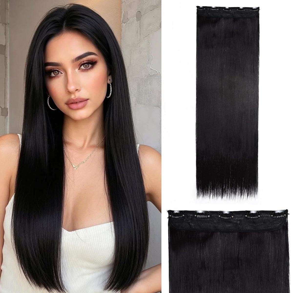 30 Inch One Piece Clip In Hair Extensions, Straight – view 7
