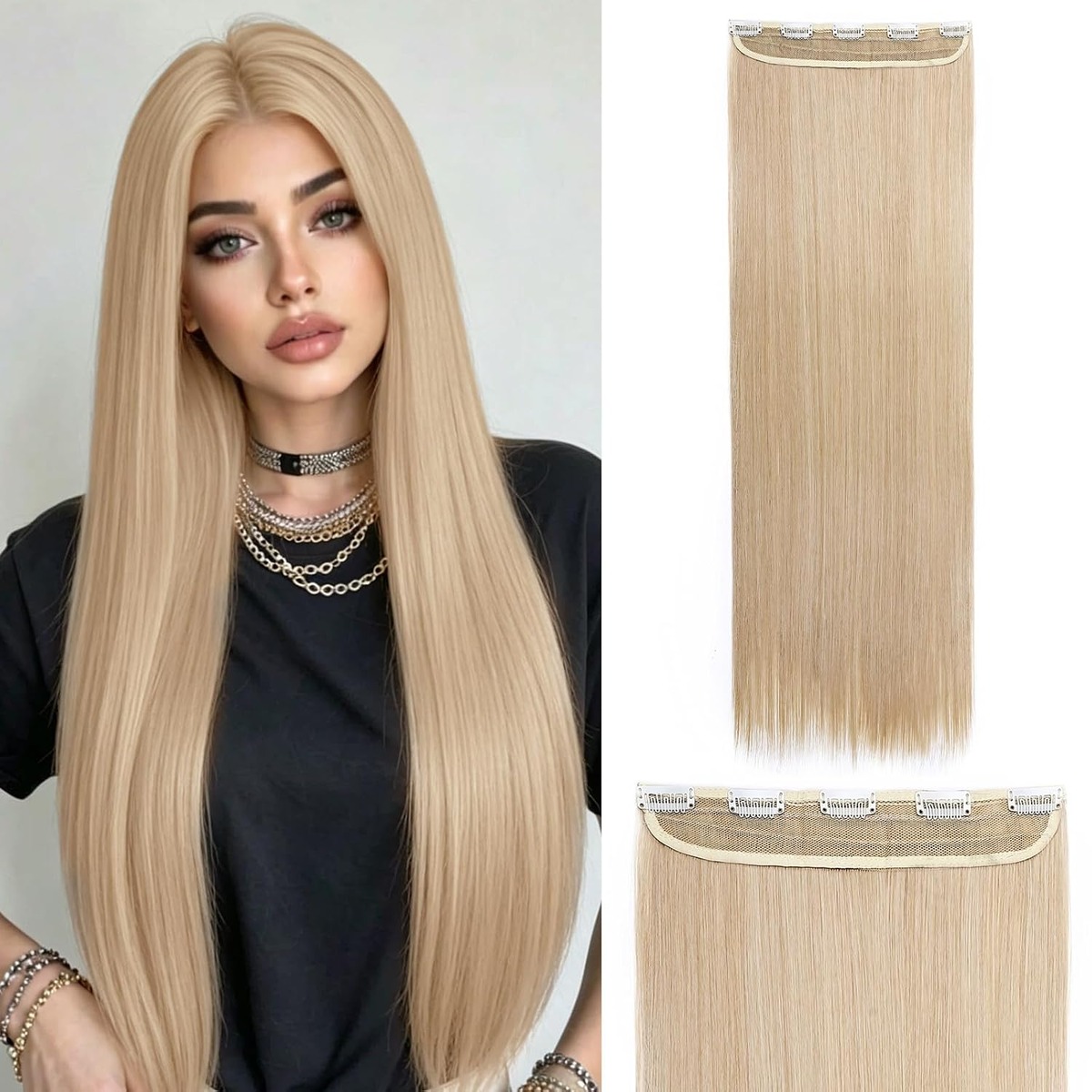 30 Inch One Piece Clip In Hair Extensions, Straight – view 6