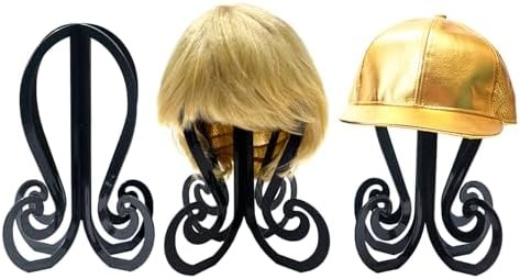 Plastic Wig Stand, 3 Pcs Black Head Holder 11.6 Inch – in use / lifestyle view