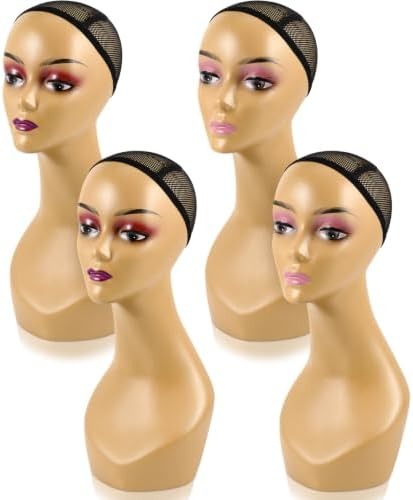 Realistic Mannequin Head for Wigs, 19 Inch Brown 2 Pcs – additional product view
