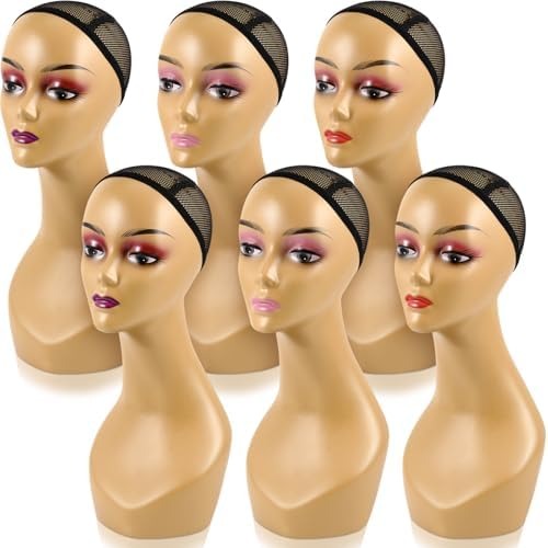 Realistic Mannequin Head for Wigs, 19 Inch Brown 2 Pcs – product detail close-up