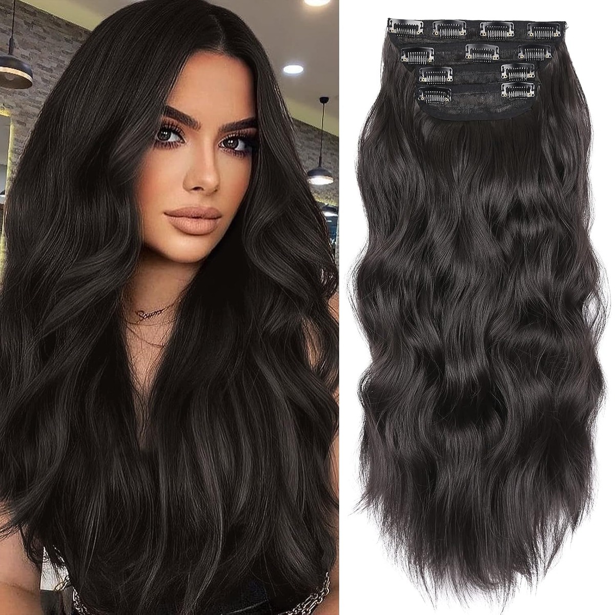 Straight Clip In Hair Extensions, 20 Inch – additional product view