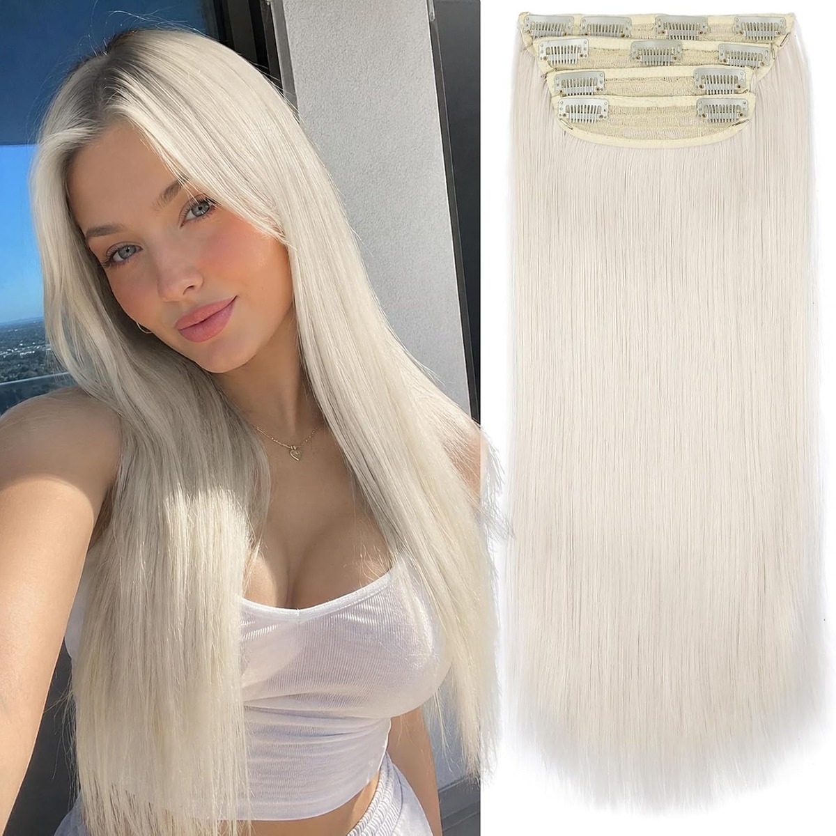 Straight Clip In Hair Extensions, 20 Inch – view 7