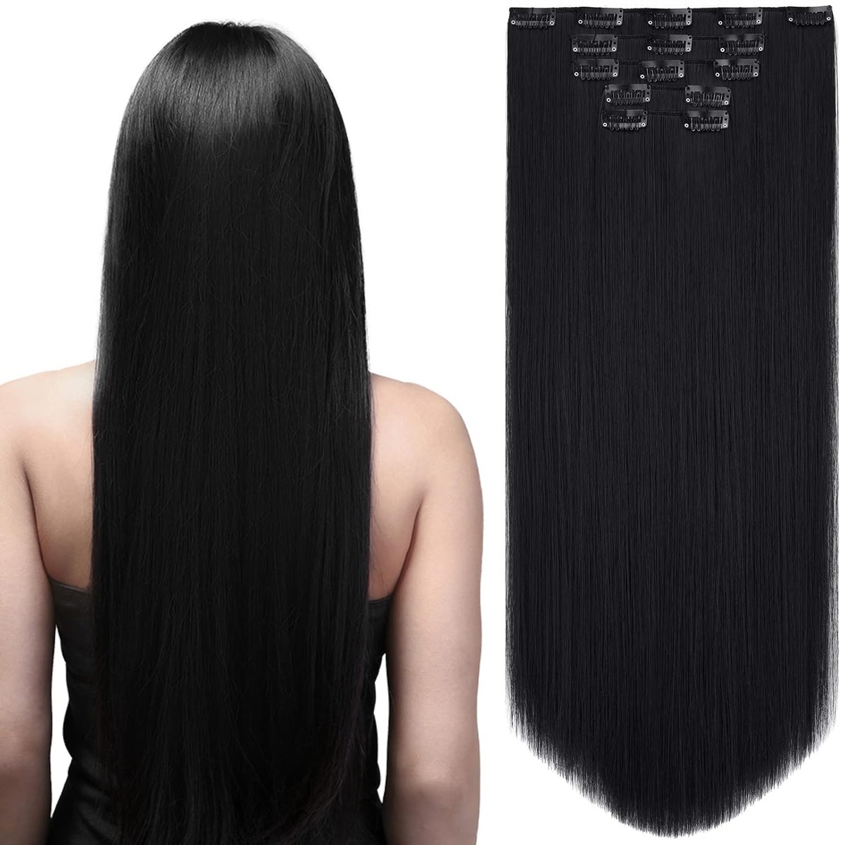 Straight Clip In Hair Extensions, 22 Inch – product detail close-up