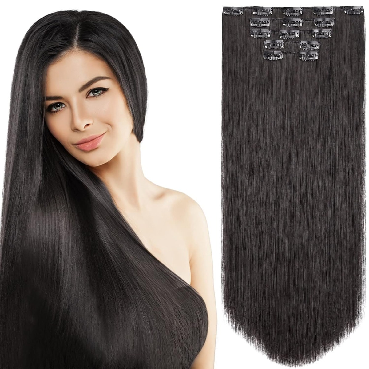 Straight Clip In Hair Extensions, 22 Inch – in use / lifestyle view