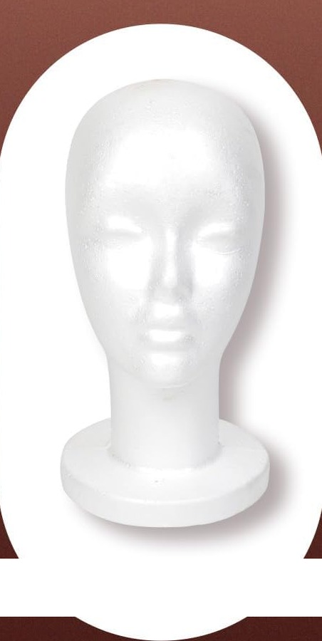 11.4 Inch Styrofoam Mannequin Head, White Foam Wig Stand – in use / lifestyle view