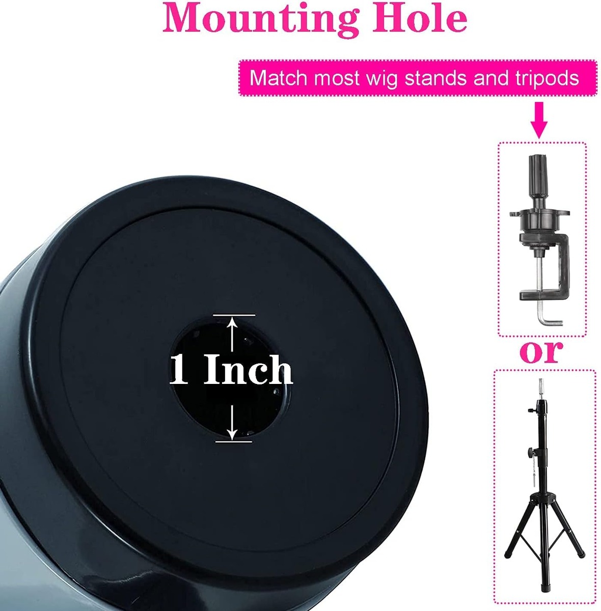 Wig Stand with Mannequin & Hair Dryer Attachment – product detail close-up