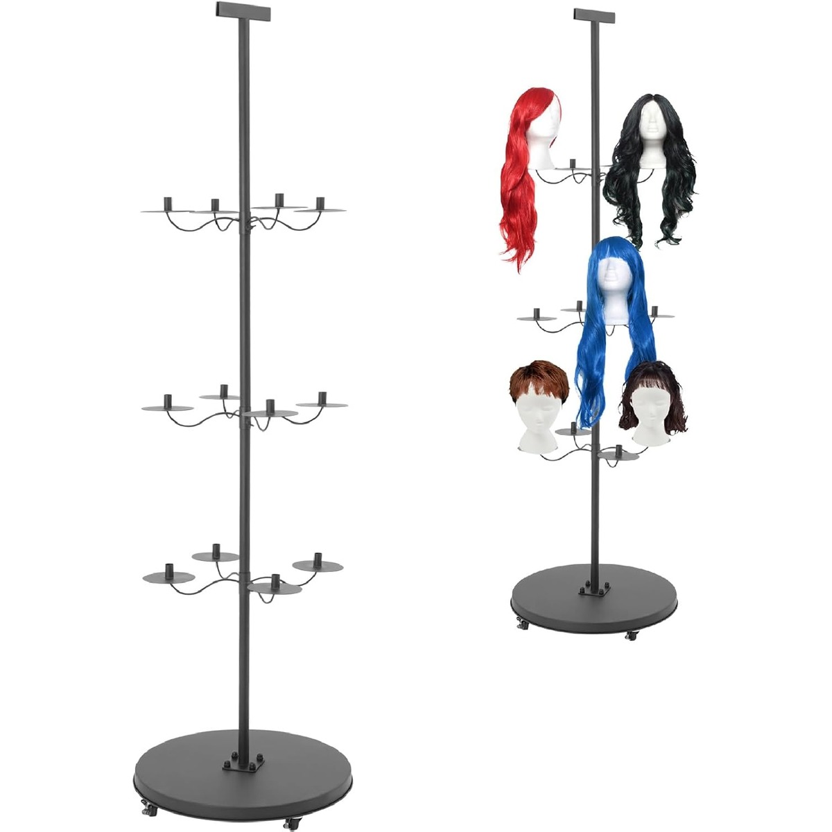 Wig Stand Rack, 12 Heads Rotating Pink for Storage – view 5
