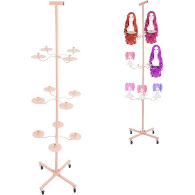 Wig Stand Rack, 12 Heads Rotating Pink for Storage – wholesale from RWAVY factory