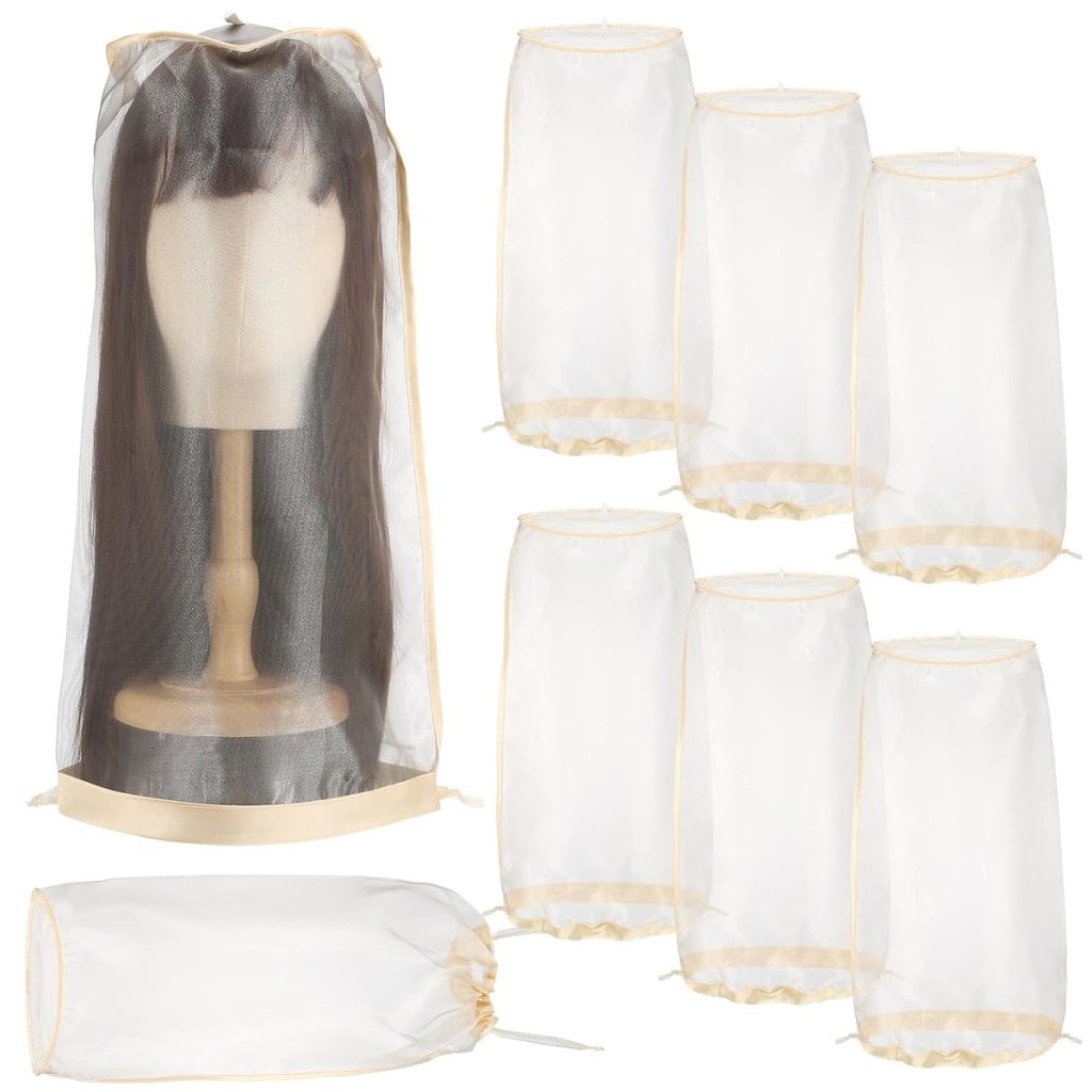 Wig Storage Bag with Drawstring, Mesh Adjustable Beige – wholesale from RWAVY factory